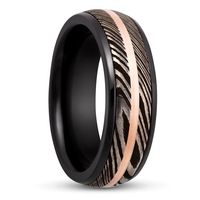 Lashbrook® Men's Band Zirconium, Damascus Steel & 14K Rose Gold, 7MM