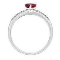 Lab-Created Ruby & White Sapphire Heart Stack Ring Sterling Silver