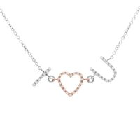 1/7 ct. tw. Diamond I ♥ U Necklace in Sterling Silver & 14K Rose Gold