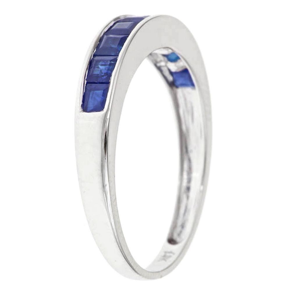 Blue Sapphire Ring in 10K White Gold