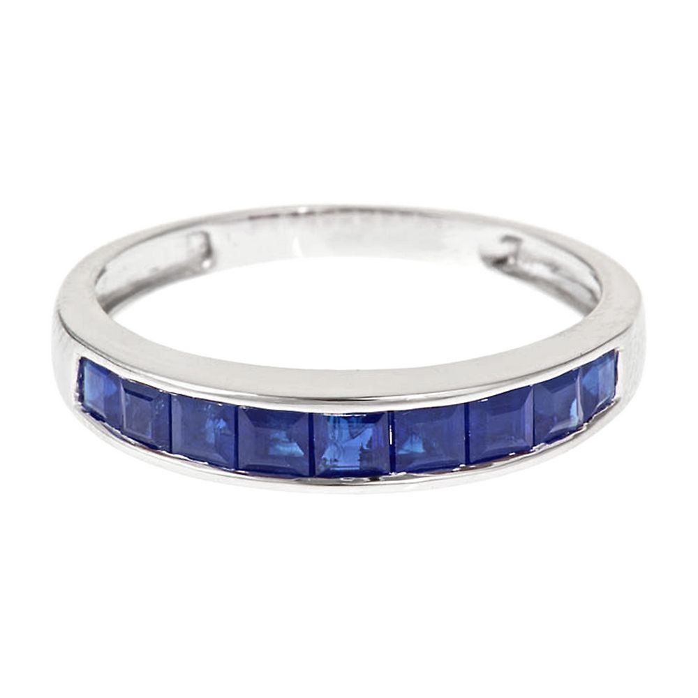 Blue Sapphire Ring in 10K White Gold