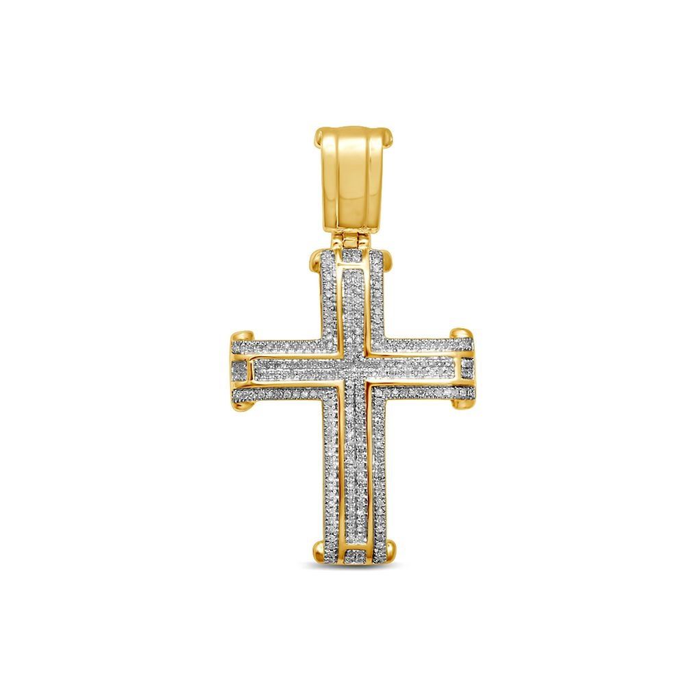 Men's / ct. tw. Diamond Cross Pendant in 10K Yellow Gold