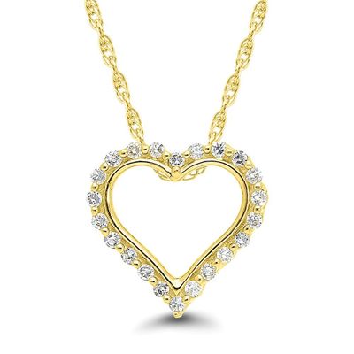 1/ ct. tw. Diamond Heart Pendant in 10K Yellow Gold