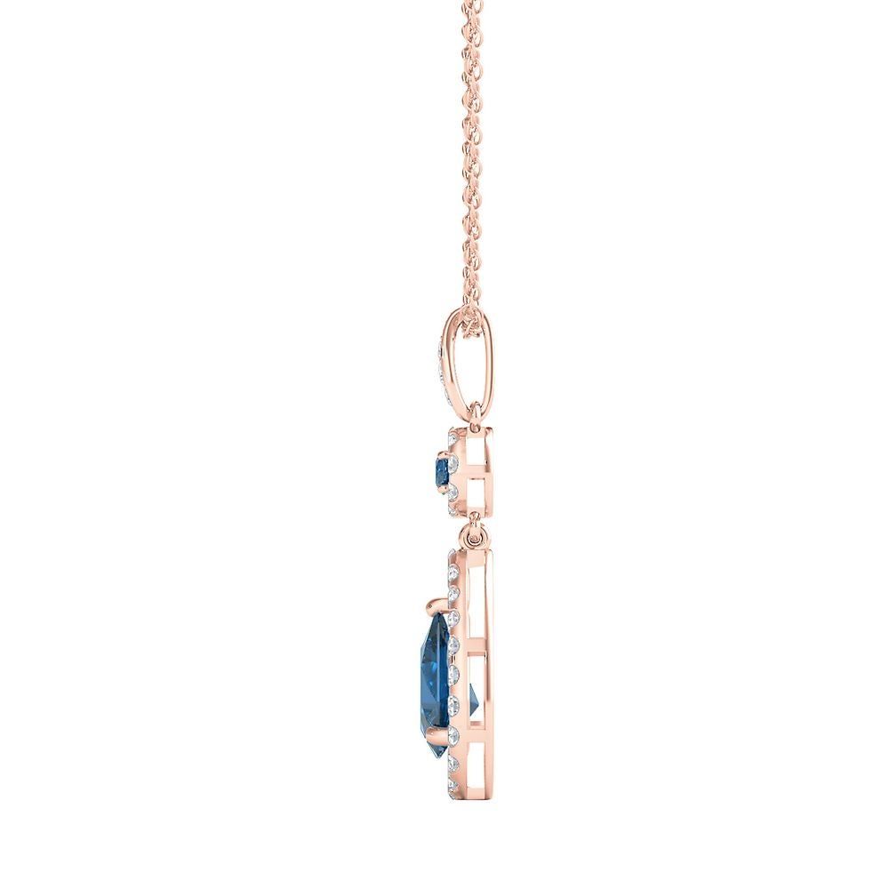 London Blue Topaz & 1/3 ct. tw. Diamond Pendant in 10K Rose Gold