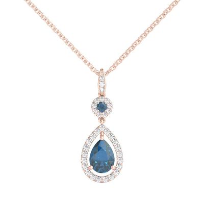 London Blue Topaz & 1/3 ct. tw. Diamond Pendant in 10K Rose Gold