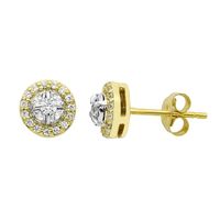 1/2 ct. tw. Diamond Halo Stud Earrings in 10K Yellow Gold