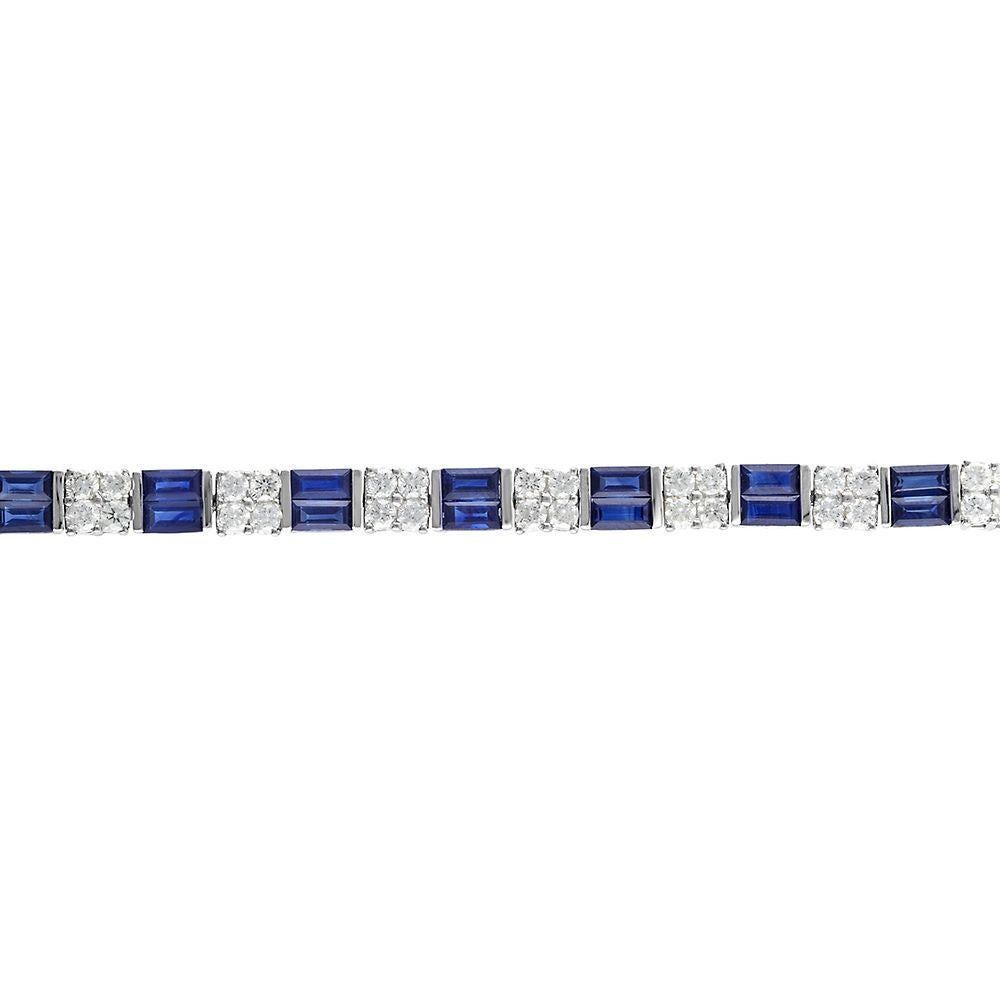 Lab-Created Blue & White Sapphire Bracelet in Sterling Silver