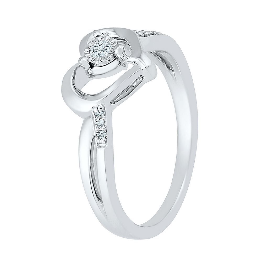Diamond Heart Ring Sterling Silver