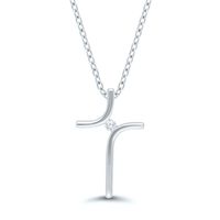 Diamond Cross Pendant in Sterling Silver