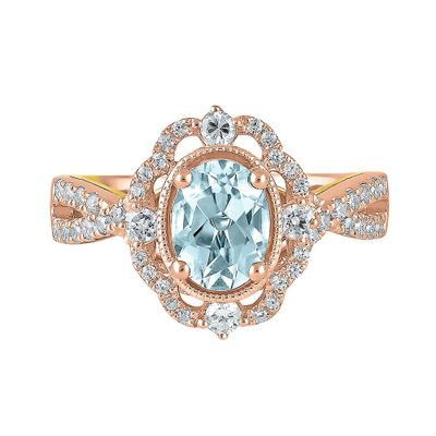 Kay Aquamarine & Diamond Engagement Ring 14K Rose Gold (1/2 ct. tw.)