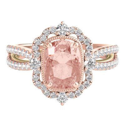 Paulette Morganite & Diamond Engagement Ring 14k Rose Gold (1/2 ct. tw.)