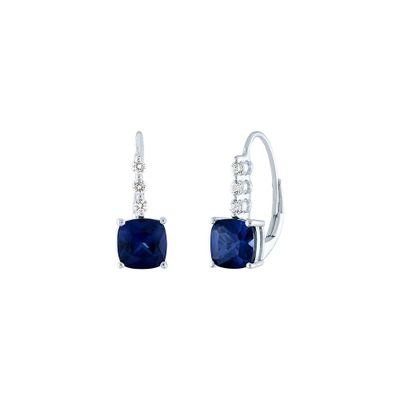 Lab-Created Blue & White Sapphire Drop Earrings in Sterling Silver