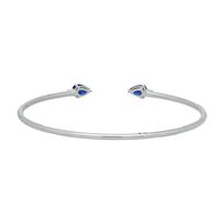 Blue Sapphire & Diamond Cuff Bracelet in 10K White Gold