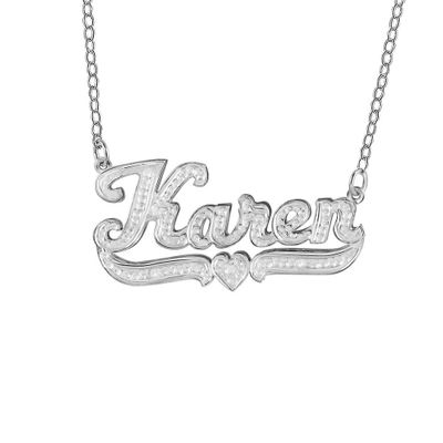 Diamond Nameplate Necklace in Sterling Silver (1/10 ct. tw.)