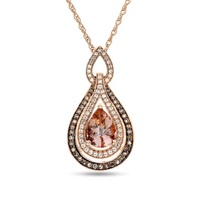 Morganite, 1/3 ct. tw. Champagne & White Diamond Pendant in 10K Rose Gold