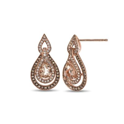 Morganite, 3/8 ct. tw. Champagne & White Diamond Earrings in 10K Rose Gold