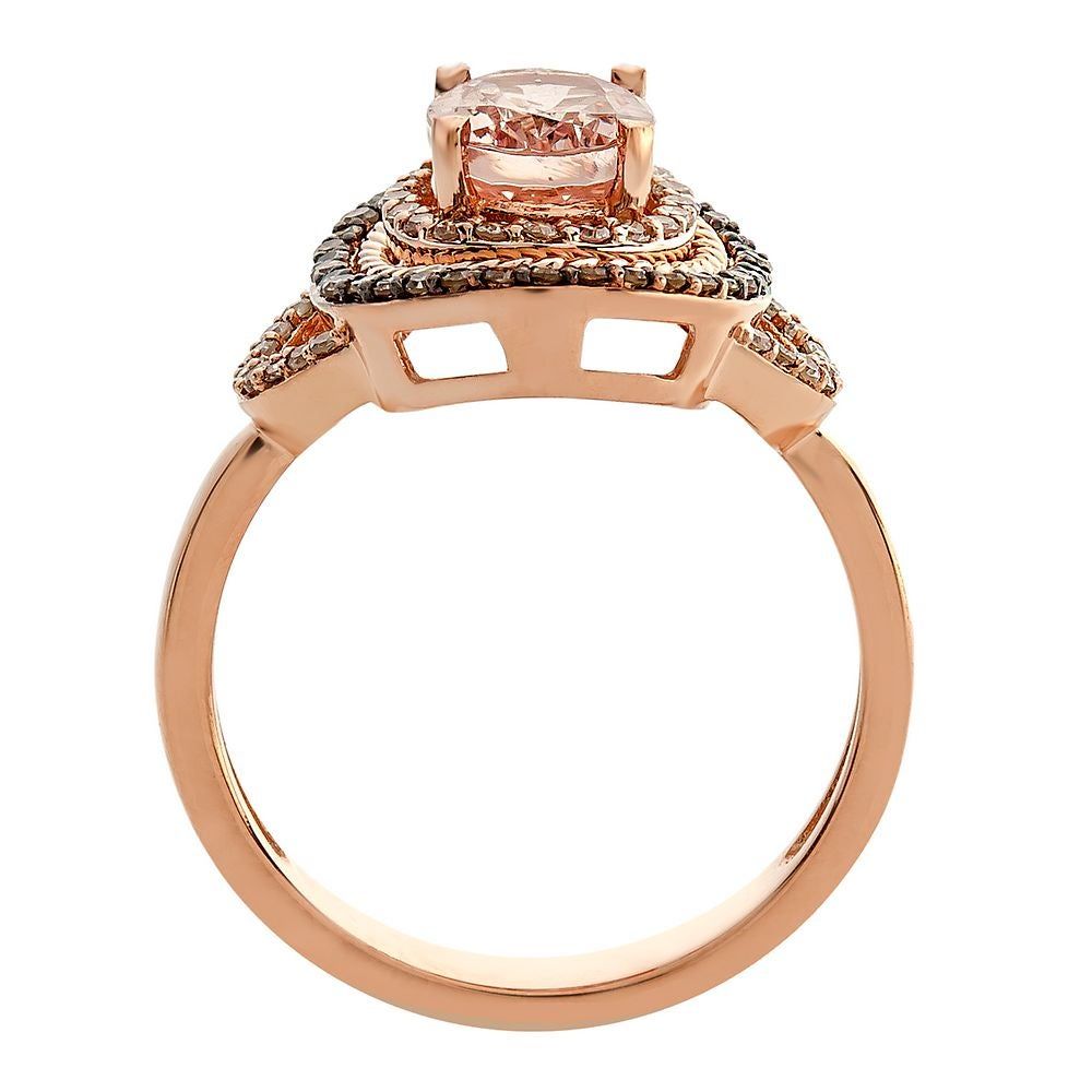 Morganite, 1/3 ct. tw. White & Champagne Diamond Ring 10K Rose Gold