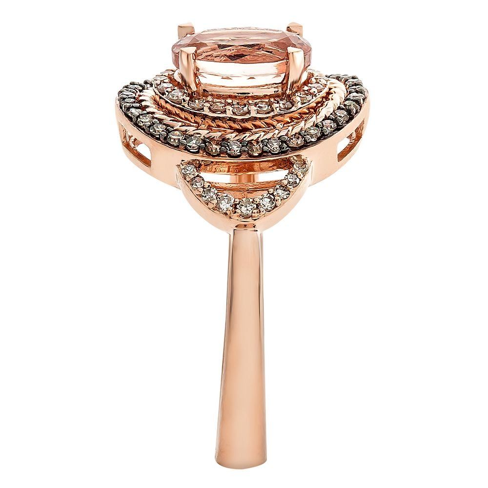 Morganite, 1/3 ct. tw. White & Champagne Diamond Ring 10K Rose Gold