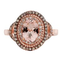 Morganite, 1/3 ct. tw. White & Champagne Diamond Ring 10K Rose Gold