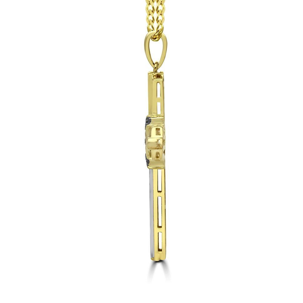 Men's 1/5 ct. tw. Champagne & White Diamond Cross Pendant in 10K Yellow Gold