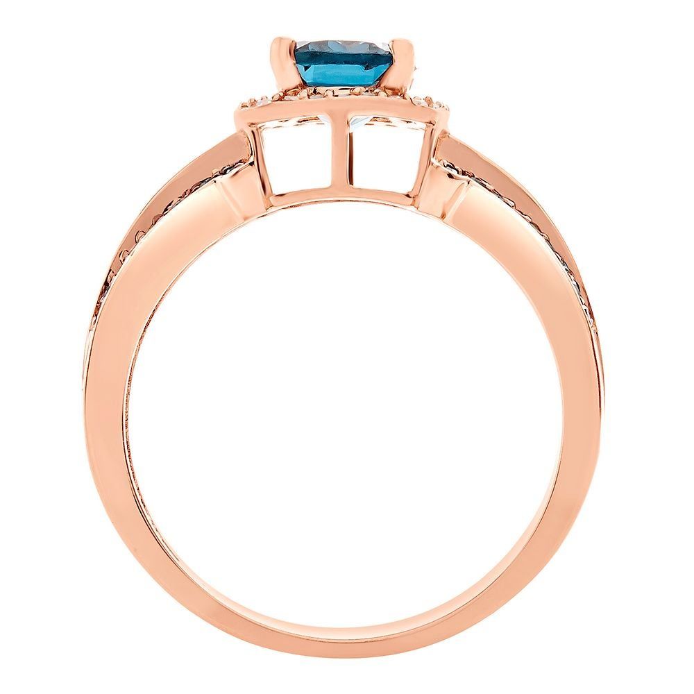 London Blue Topaz & 1/3 ct. tw. White Diamond Ring 10K Rose Gold