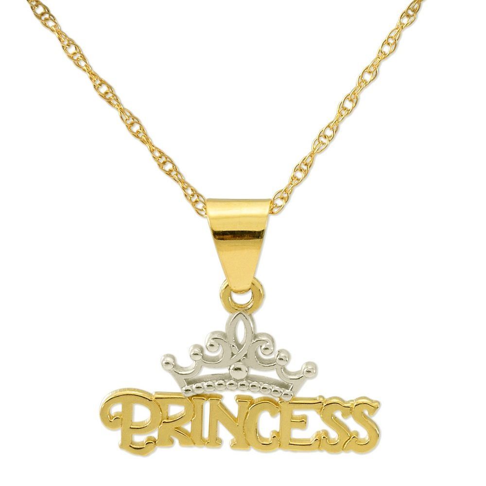 Children's Princess Tiara Pendant in 14K Yellow Gold