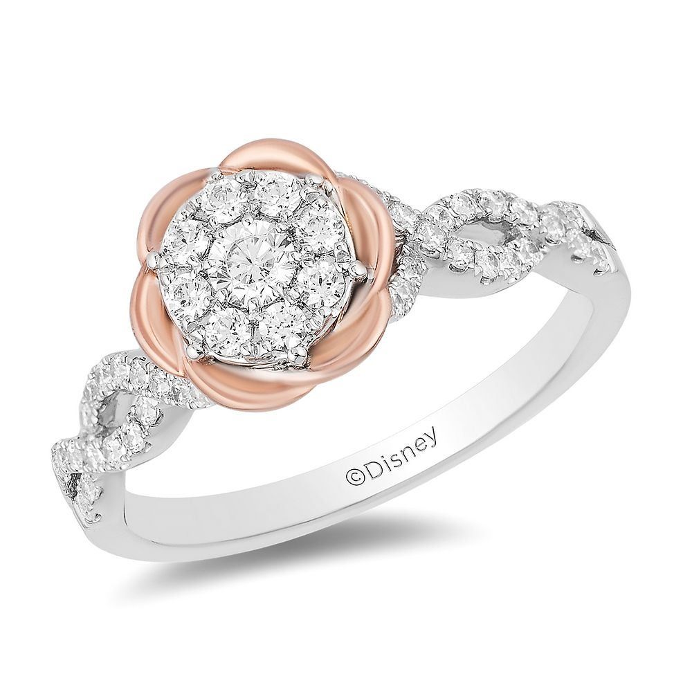 Enchanted Disney Belle Diamond Engagement Ring 14K White & Rose Gold (1/2 ct. tw.)