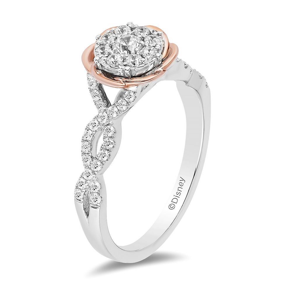 Enchanted Disney Belle Diamond Engagement Ring 14K White & Rose Gold (1/2 ct. tw.)