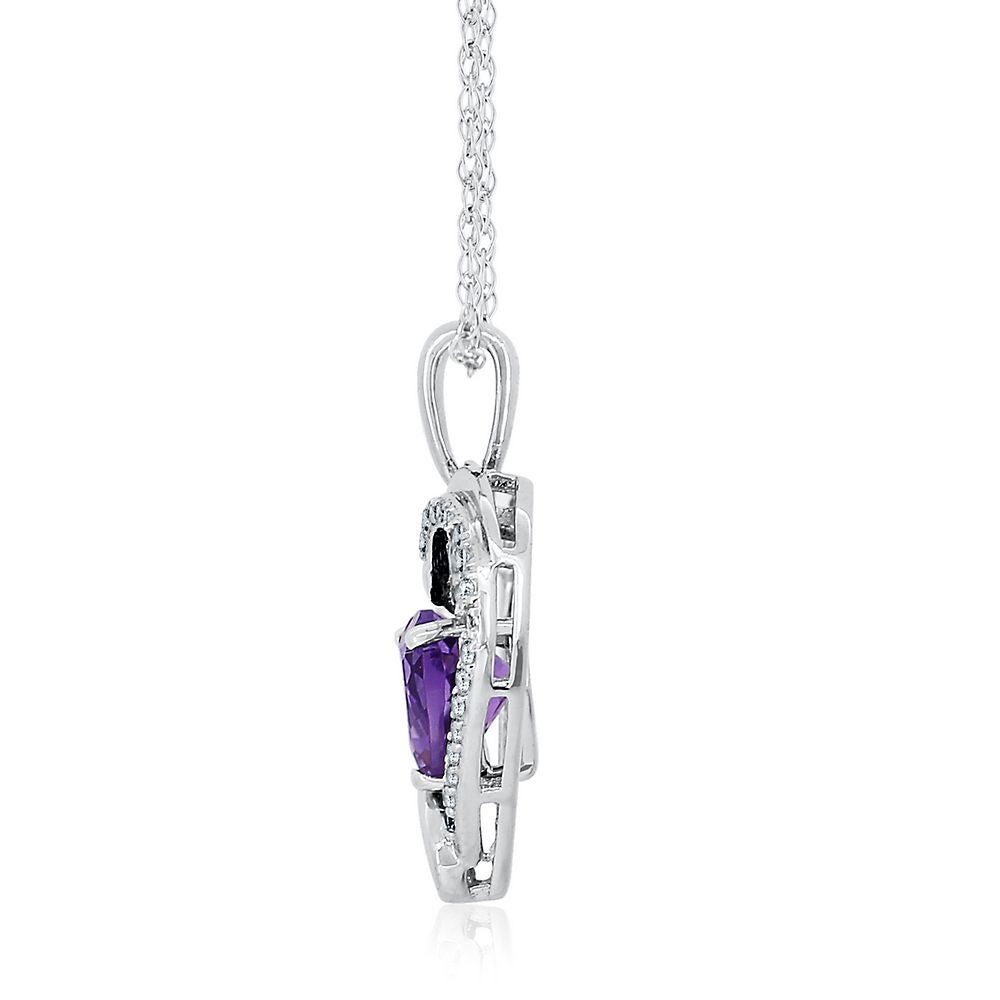 Amethyst & Lab-Created White Sapphire Heart Pendant in Sterling Silver