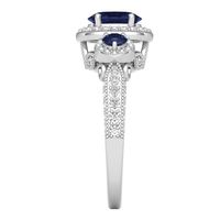 Blue Sapphire & 1/2 ct. tw. Diamond Three-Stone Ring 14K White Gold
