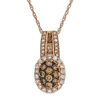 3/8 ct. tw. Champagne & White Diamond Pendant in 10K Rose Gold