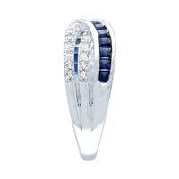 Lab-Created Blue & White Sapphire Crossover Band Sterling Silver