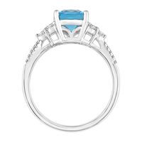 Blue Topaz, Lab-Created White Sapphire & Diamond Ring 10K Gold