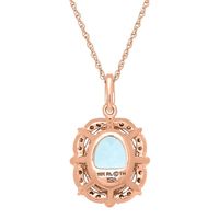 Aquamarine & 1/7 ct. tw. Diamond Pendant in 10K Rose Gold