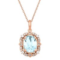 Aquamarine & 1/7 ct. tw. Diamond Pendant in 10K Rose Gold