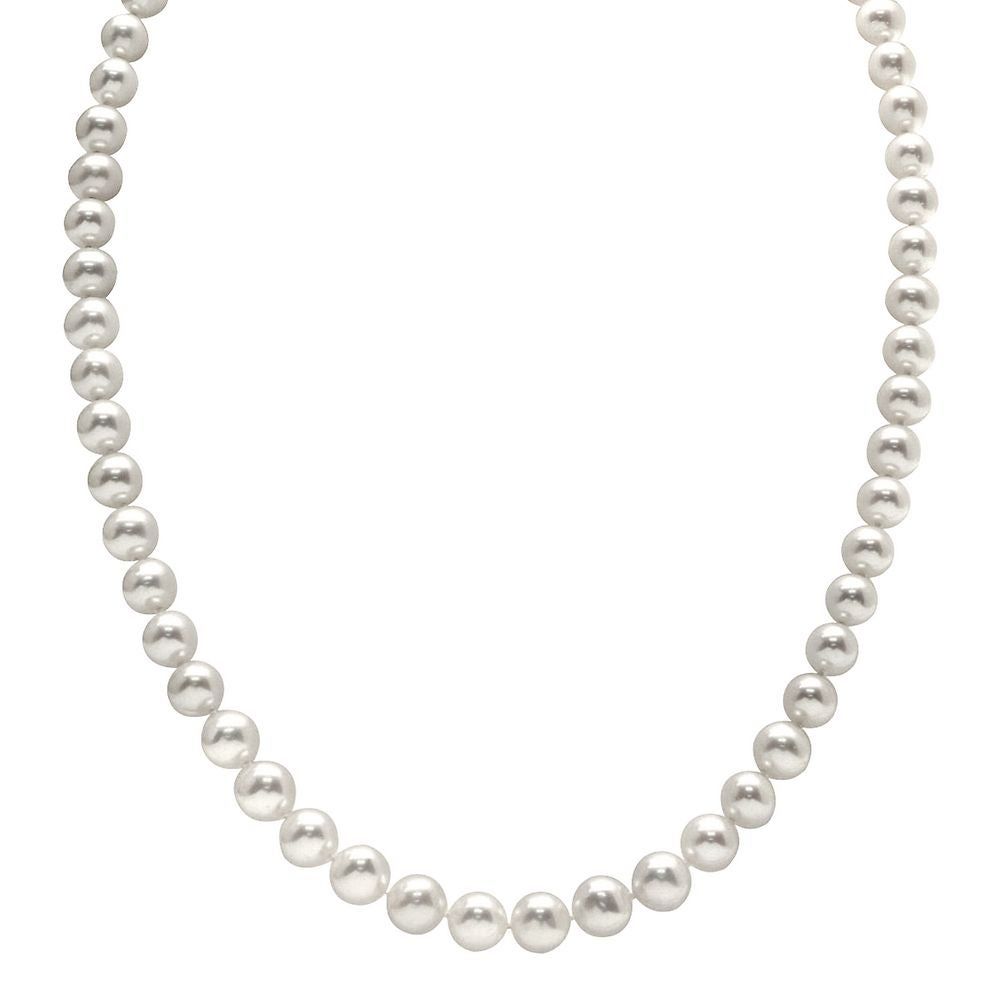 Akoya Cultured Pearl Strand Necklace in 14K White Gold, 7-7.5MM, 18"