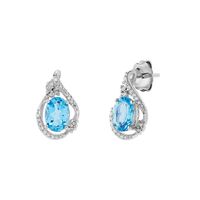 Blue Topaz & 1/10 ct. tw. Diamond Earrings in Sterling Silver