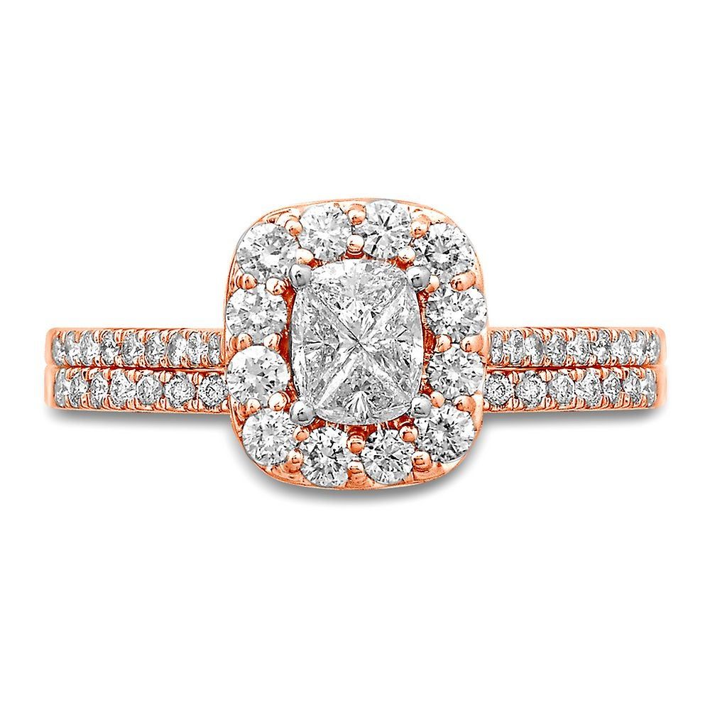 1 ct. tw. Multi-Diamond Engagement Ring Set 14K Rose Gold