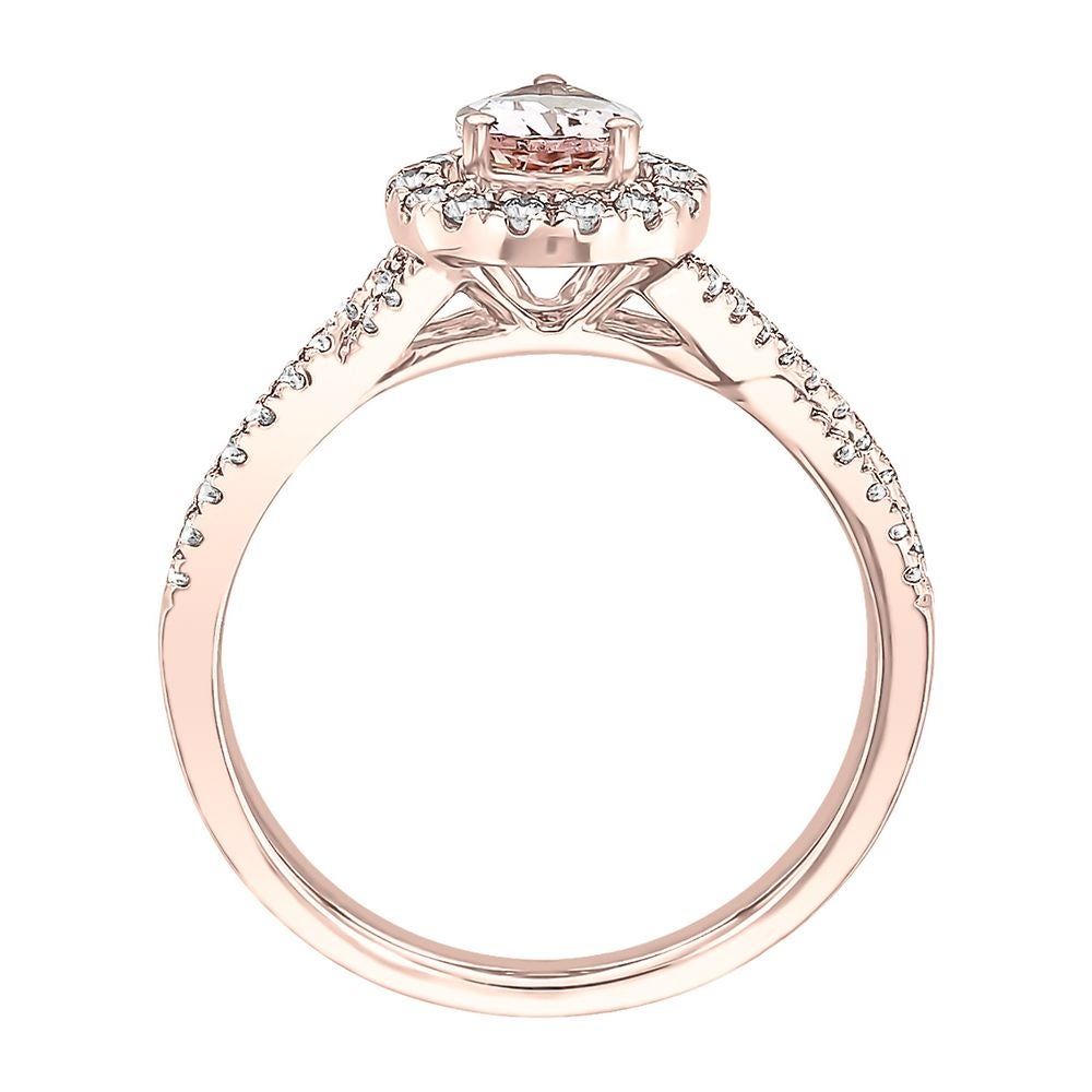 Pear-Shaped Morganite & Diamond Ring 10K Rose Gold (1/3 ct. tw.)