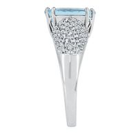 Helzberg Limited Edition® Aquamarine & 1/2 ct. tw. Diamond Ring 14K White Gold