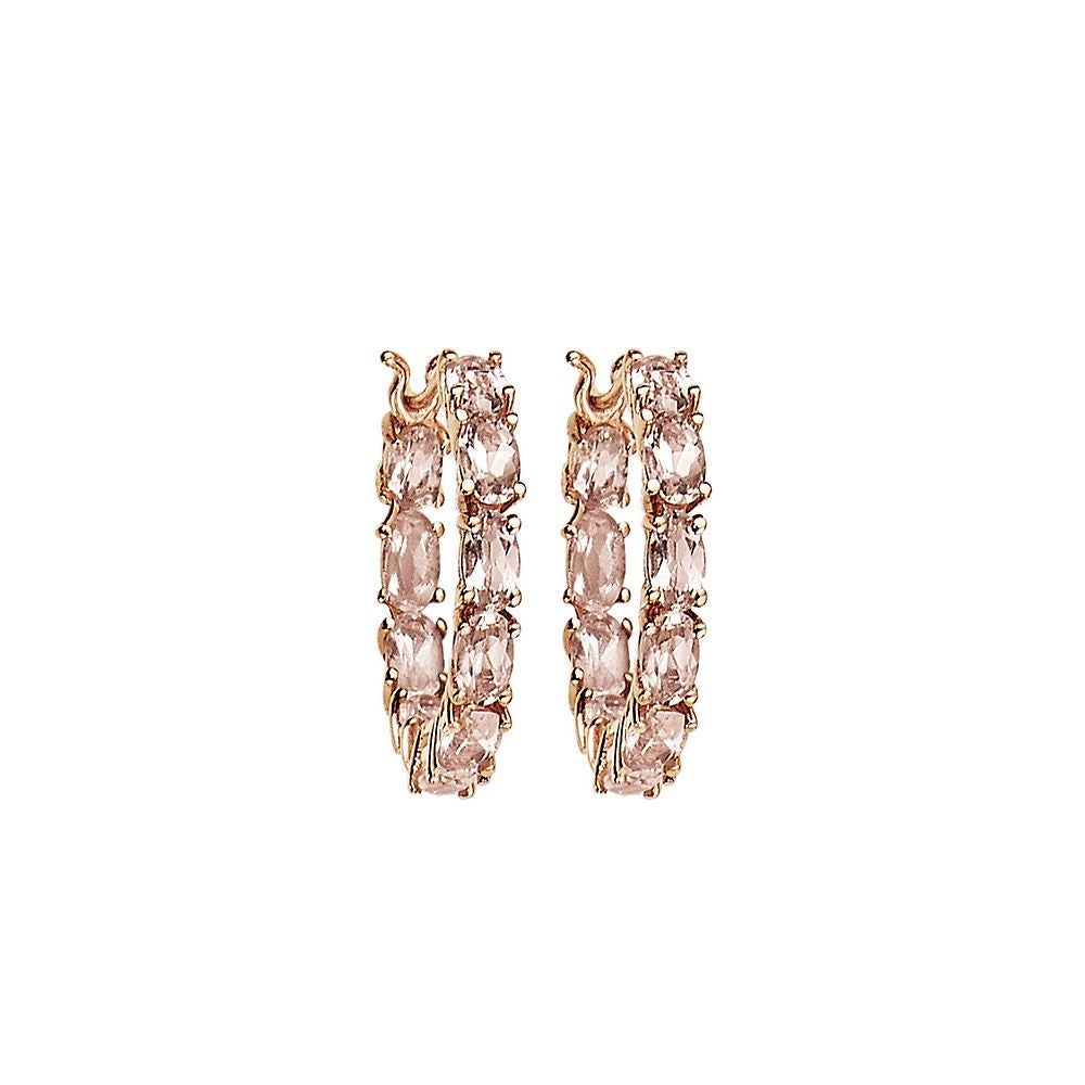 Morganite Hoop Earrings in 10K Rose Gold