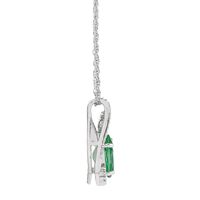 Lab-Created Emerald & 1/10 ct. tw. Diamond Pendant in Sterling Silver