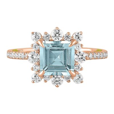 Kate Aquamarine & Diamond Engagement Ring 14K Rose Gold (3/4 ct. tw.)