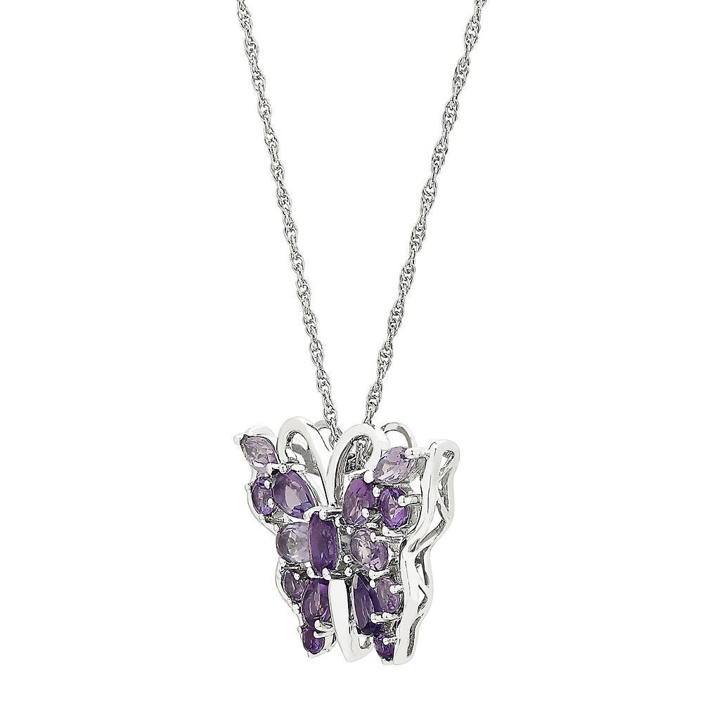 Amethyst Butterfly Pendant in Sterling Silver