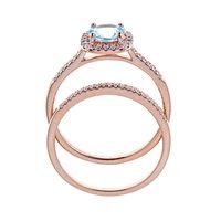 Aquamarine & 1/4 ct. tw. Diamond Engagement Ring Set 14K Rose Gold