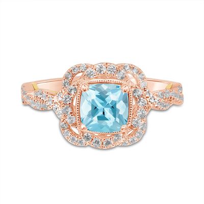 TRULY™ Zac Posen Aquamarine & 1/2 ct. tw. Diamond Engagement Ring 14K Rose Gold
