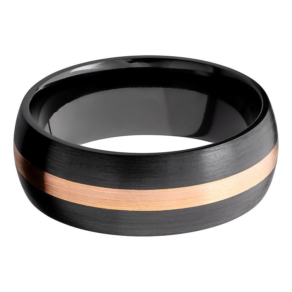 Lashbrook® Men's Band Black Zirconium & 14K Rose Gold, 8MM