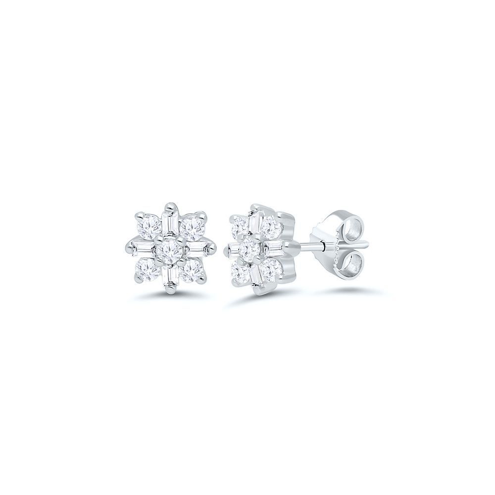 1/4 ct. tw. Diamond Flower Earrings in 10K White Gold