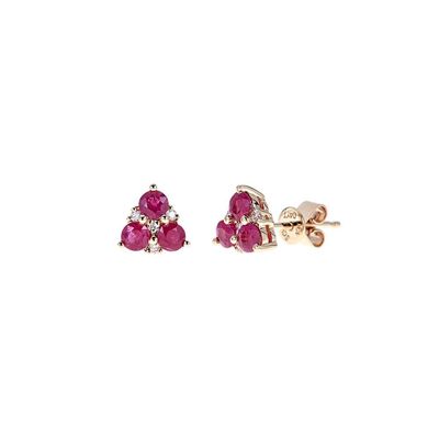 Ruby & Diamond Stud Earrings in 10K Yellow Gold