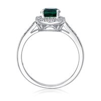 Lab-Created Emerald & 1/8 ct. tw. Diamond Ring Sterling Silver